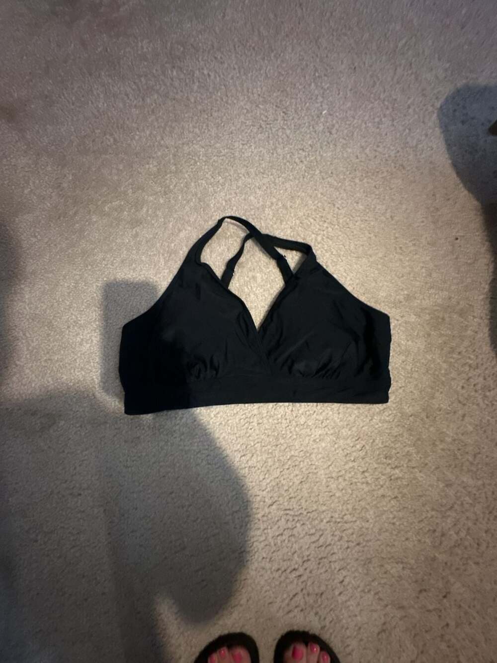 Unbranded Black Cross-Back Swim Top Size 2XL